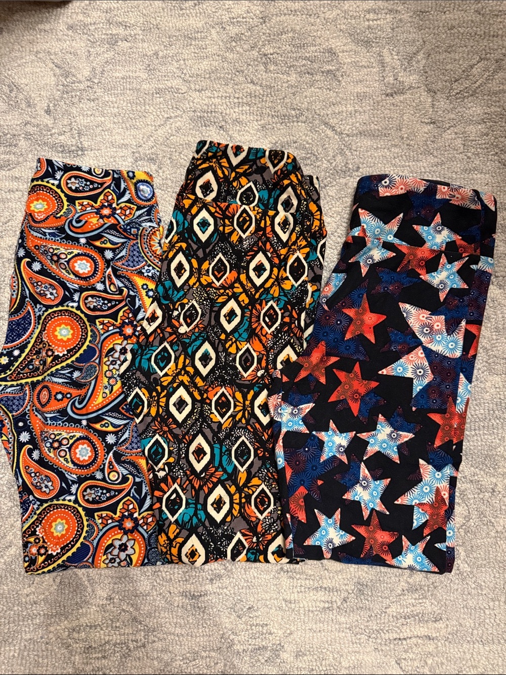 LuLaRoe Women's Multi-Print Leggings in Black, Red, Orange, Blue & Cream